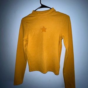 yellow ribbed long sleeve top